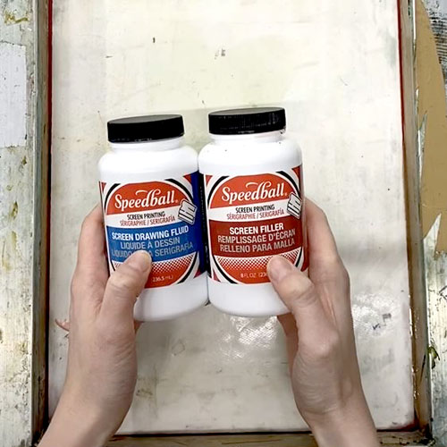 Drawing with drawing fluid for screen printing: paint pen? squeeze